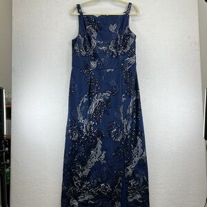 JS Collections Clara Formal Gown Size 14*  Navy Sequins/Embroidered Beautiful